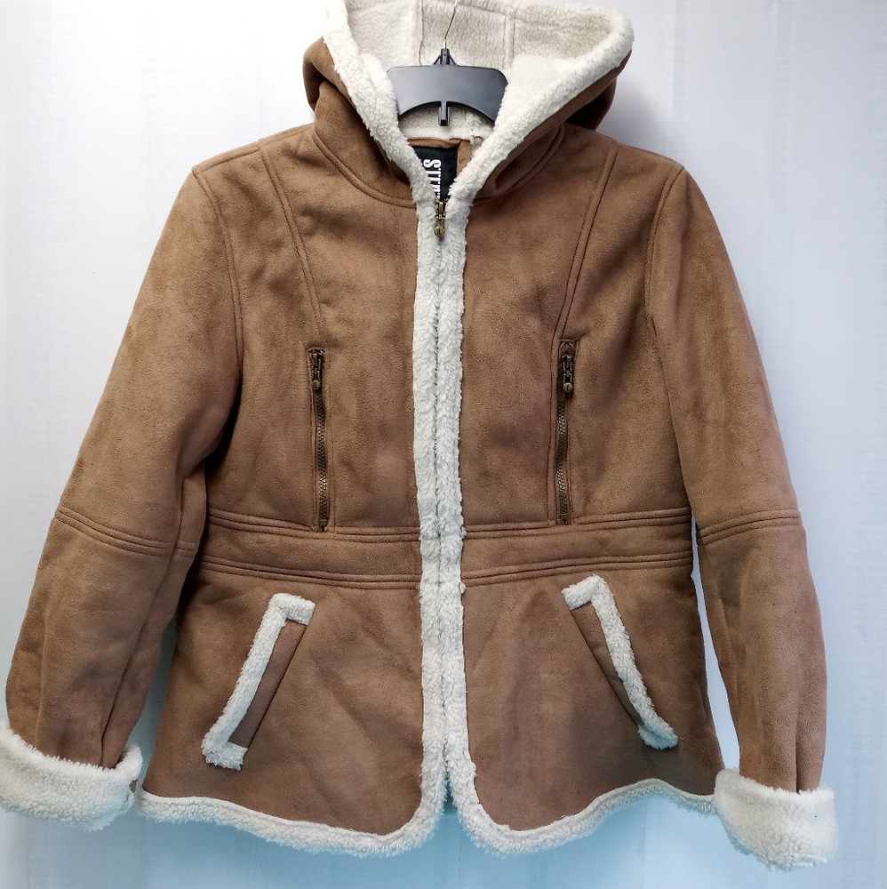 Details Women's Winter Faux Fur Hooded Sherpa Lined Jacket - L - Picture 7 of 8